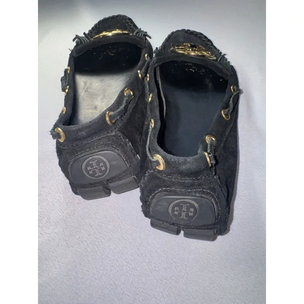 Tory Burch Black Alexandra Sued Leather Moccasins